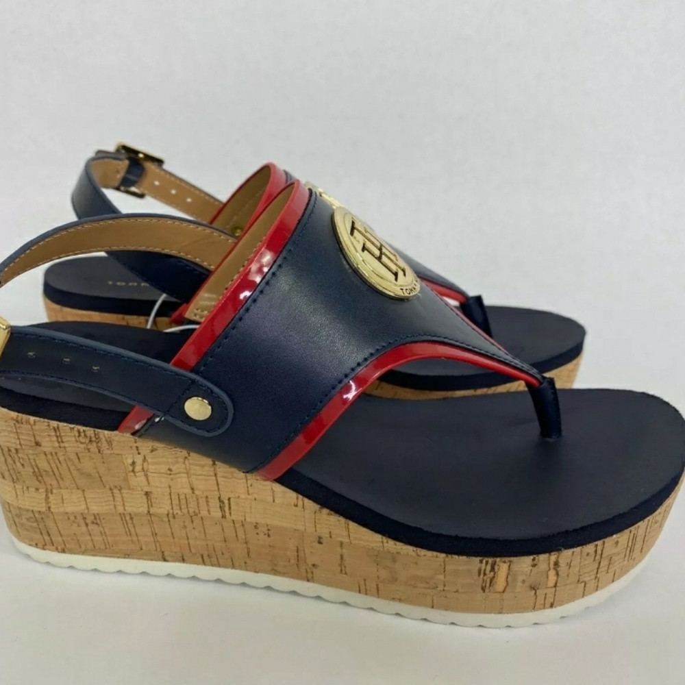 Tommy Hilfiger Gold Signature Colors Wedge Sandals